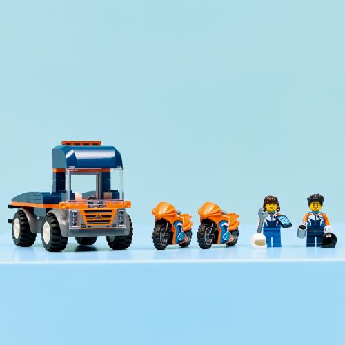 Preview: LEGO City - Motorradtransporter, Spielzeug LKW und 2 Minifiguren